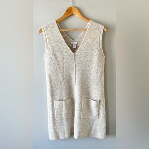 Anthropologie If It Were Me V-Neck Cream Sweater Vest or Mini Tunic Dress Size M